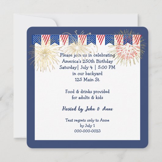 De 250ste verjaardag van de Amerikaanse hotdog Kaart (Achterkant)