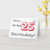 De 25e verjaardag van de zoon in rood en zwart. kaart (Gele Bloem)