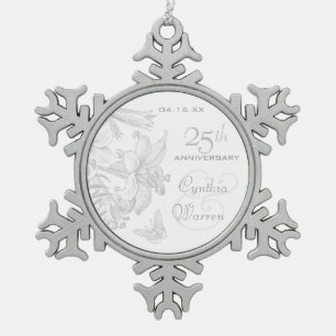 de 25ste Herinnering van de Douane van het Tin Sneeuwvlok Ornament