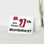 De 27e verjaardag van de zoon in zwart, rood, wit. kaart (Voorkant)