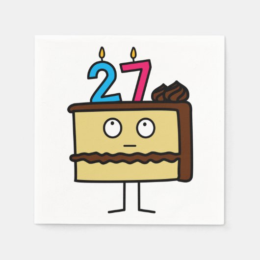 de 27ste Cake van de Verjaardag met Kaarsen Servetten (Voorkant)