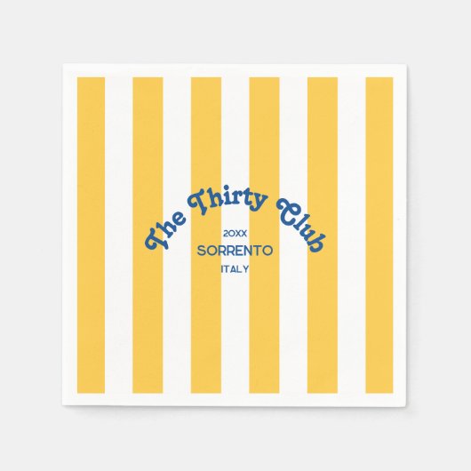 De 30 Club Yellow Beach Stripe 30e verjaardag Servet (Voorkant)