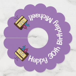 de 30ste Cake van de Verjaardag met de Wijnglaslabel