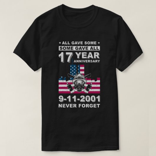 De 343 brandweerman 911 Memorial vergeet nooit T-shirt (Design voorkant)