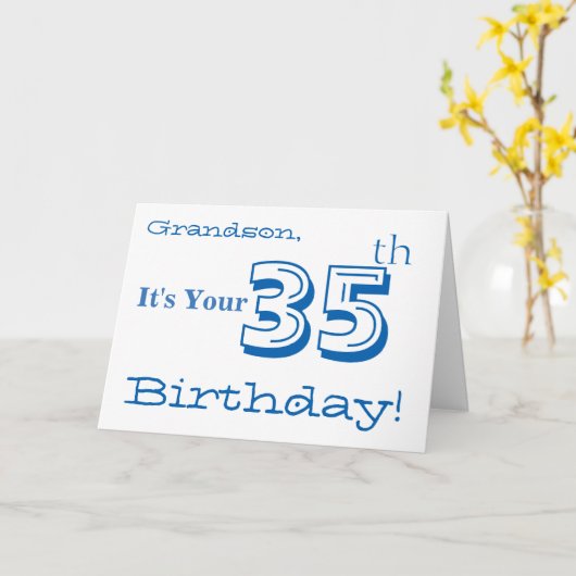 De 35ste verjaardag van de kleinzoon in blauw en w kaart (Gele Bloem)