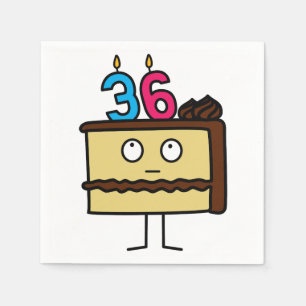 de 36ste Cake van de Verjaardag met Kaarsen Servetten