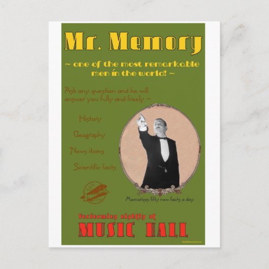 De 39 stappen: Adverteren Poster voor Mr. Memory Briefkaart (Voorkant)