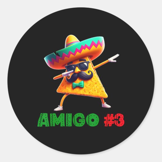 De 3 Drie Amigos Cinco De Mayo Amigo #3 Groep Ma Ronde Sticker (Voorkant)
