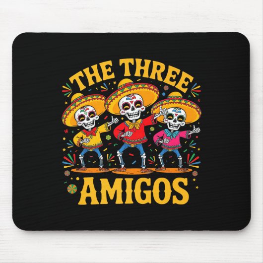 De 3 drie amigos drie vrienden skelet cinco de muismat (Voorkant)