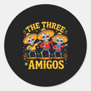 De 3 drie amigos drie vrienden skelet cinco de ronde sticker