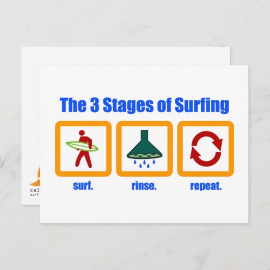 De 3 fasen van het surfende Briefkaart (Voorkant / Achterkant)