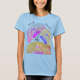 De 3 gezichten van mij in Magenta Blue Gold T-shirt
