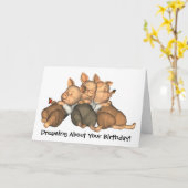 De 3 kleine biggetjes dromen van een verjaardag Ka Kaart (Gele Bloem)