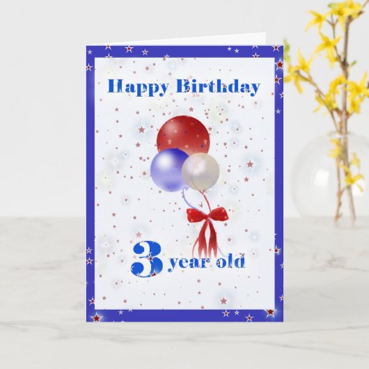 de 3de Ballons van de Verjaardag Kaart (Gele Bloem)