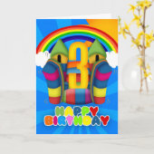 de 3de Kaart van de Verjaardag met Kasteel Bouncy (Gele Bloem)