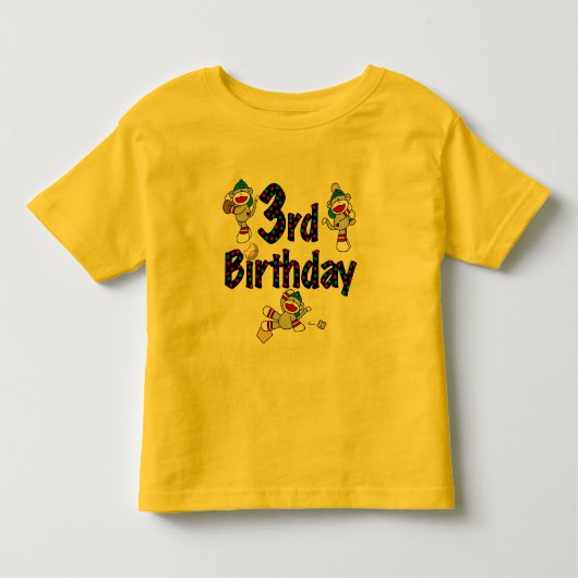 de 3de Verjaardag van het Honkbal van de Aap van Kinder Shirts (Voorkant)
