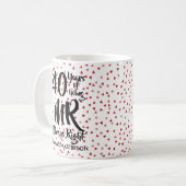 De 40e verjaardag van Mr Always Right Ruby Hearts Koffiemok (Voorkant links)