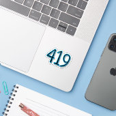 De 419 - Toledo, Ohio Sticker (Laptop met iPhone)