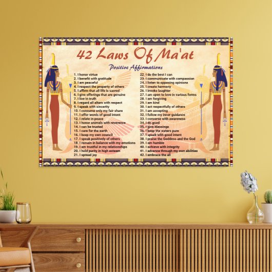 de 42 wetten van het maat - Positive Affirmations  Canvas Afdruk (Insitu (Woonkamer))