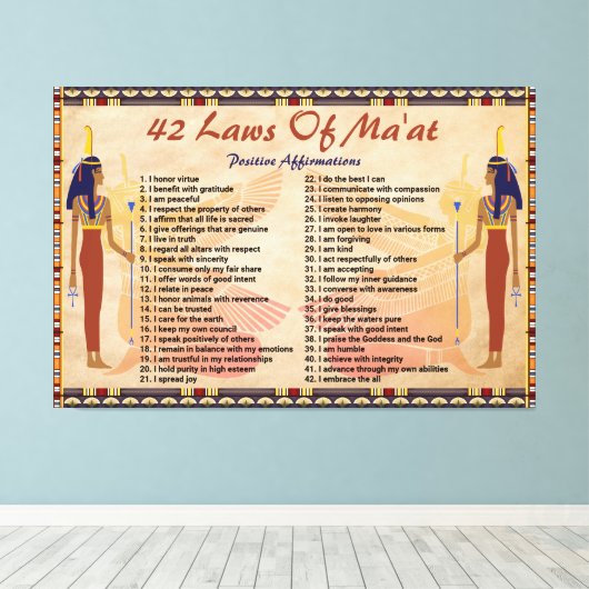 de 42 wetten van het maat - Positive Affirmations Canvas Afdruk (Insitu (Houten vloer))