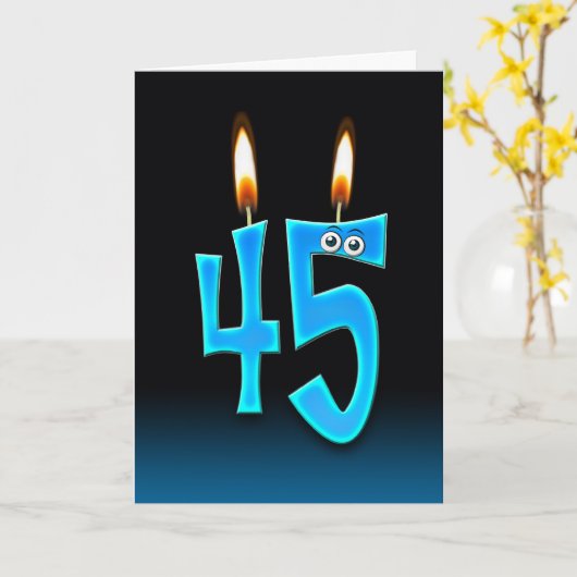 de 45ste Kaarsen van de Verjaardag Kaart (Gele Bloem)