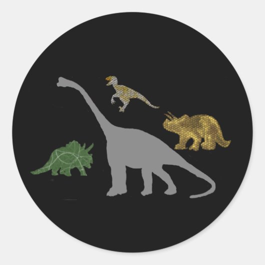 De 4 dino's ronde sticker (Voorkant)