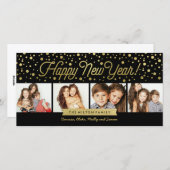 De 4-foto van het Stip van nieuwjaren Gouden Kaart (Voorkant / Achterkant)