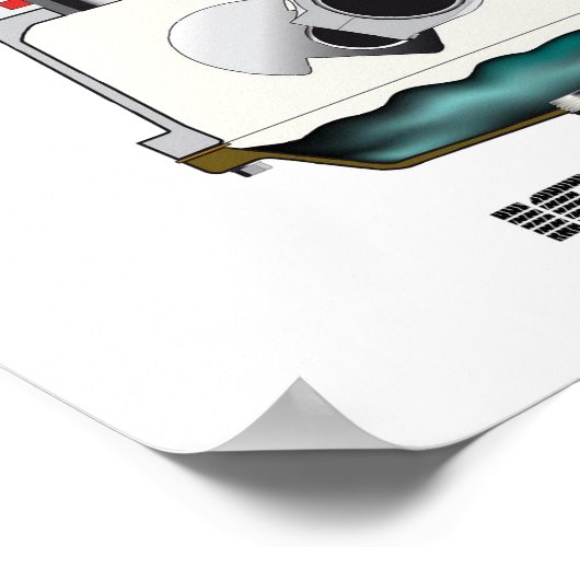 De 4-lijnbenzine-motor. poster (Hoek)