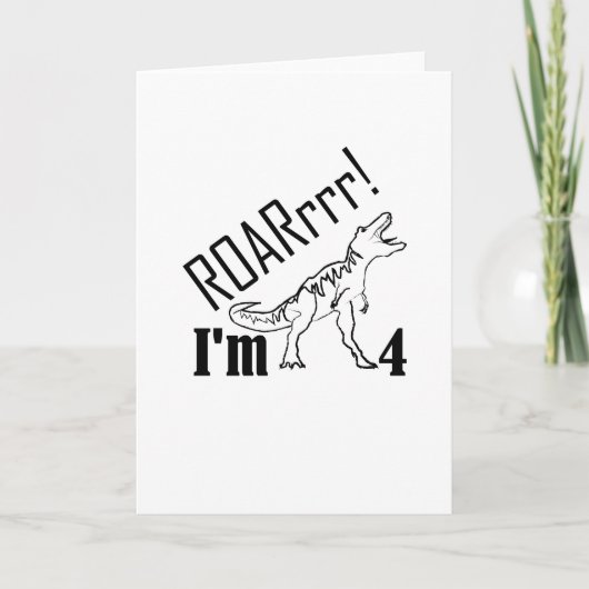 de 4de Gift van de Dinosaurus van de Verjaardag Kaart (Voorkant)