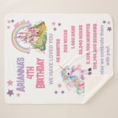 De 4e verjaardag van Little Girl Castle Unicorn Sherpa Deken (Voorkant (horizontaal))