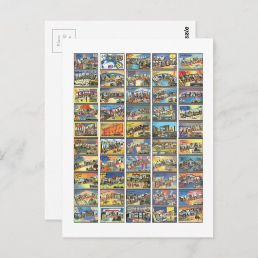 De 50 staten van Amerika Briefkaart (Voorkant / Achterkant)