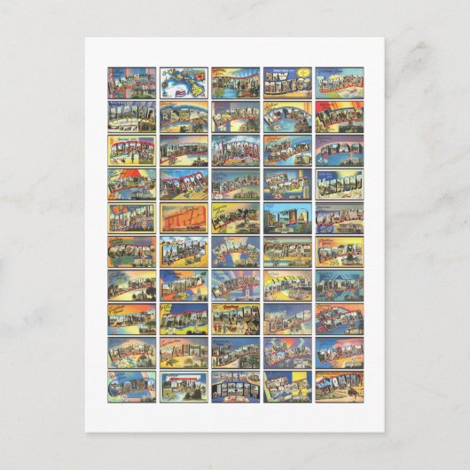 De 50 staten van Amerika Briefkaart (Voorkant)