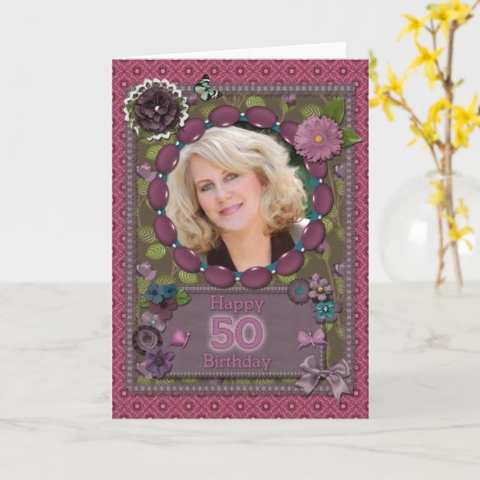 de 50ste kaart van de Foto voor een verjaardag (Gele Bloem)