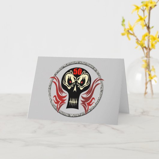 de 50ste Kaarten van de Schedel van de Verjaardag (Gele Bloem)