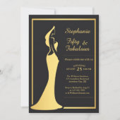 De 50ste Moderne Gouden Cocktail Jurk van de vrouw Kaart (Voorkant)