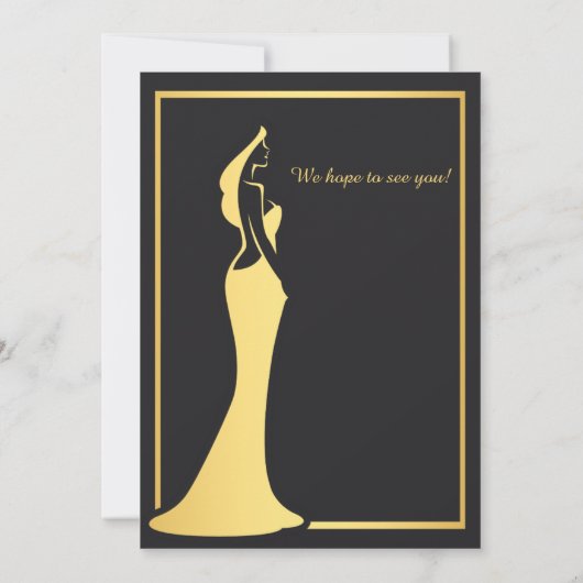 De 50ste Moderne Gouden Cocktail Jurk van de vrouw Kaart (Achterkant)