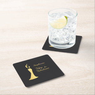 De 50ste Moderne Gouden Cocktail Jurk van de vrouw Kartonnen Onderzetters