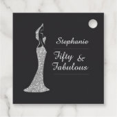 De 50ste Moderne Zilveren Cocktailjurk van de vrou Bedankjes Labels (Achterkant)
