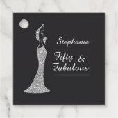 De 50ste Moderne Zilveren Cocktailjurk van de vrou Bedankjes Labels (Voorkant)