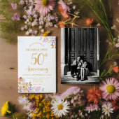 De 50ste Trouwfoto Waterverf Flower Kaart