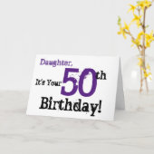 De 50ste verjaardag van de dochter in zwart, paars kaart (Gele Bloem)