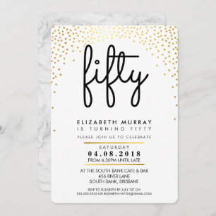 DE 50ste verjaardag van STYLISH INVITE Gold confet Kaart