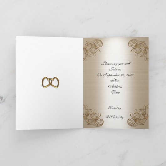 de 50Th uitnodigings gouden hart van de (Binnen)