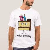 de 51ste Cake van de Verjaardag met Kaarsen T-shirt (Voorkant)