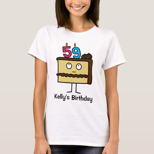 de 59ste Cake van de Verjaardag met Kaarsen T-shirt (Voorkant)