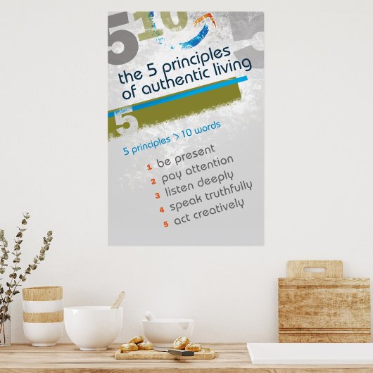 De 5 beginselen van het authentieke leven - Poster (Keuken)