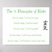 De 5 beginselen van het Poster van Reiki (Voorkant)