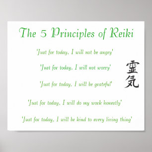 De 5 beginselen van het Poster van Reiki