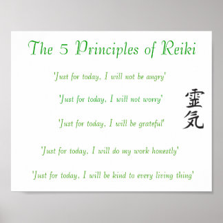 De 5 beginselen van het Poster van Reiki
