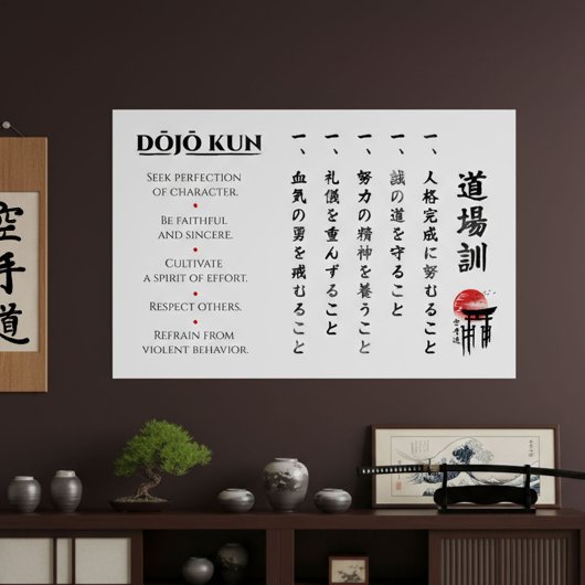 De 5 Dojo Kun – Leringen van Gichin Funakoshi Poster